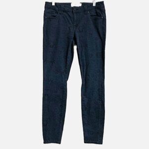 CAbi #3195 Skinny Floral Lace Paisley Blue Denim Jeans size 4